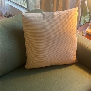 Calvin Klein Yellow and White Striped Pillow